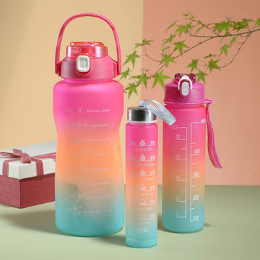 Unbreakable 3-in-1 Motivational Water Bottle with Time Marker | 2000ml Large Leakproof BPA-Free Bottle for Gym, Office & Outdoor (Assorted Colors)